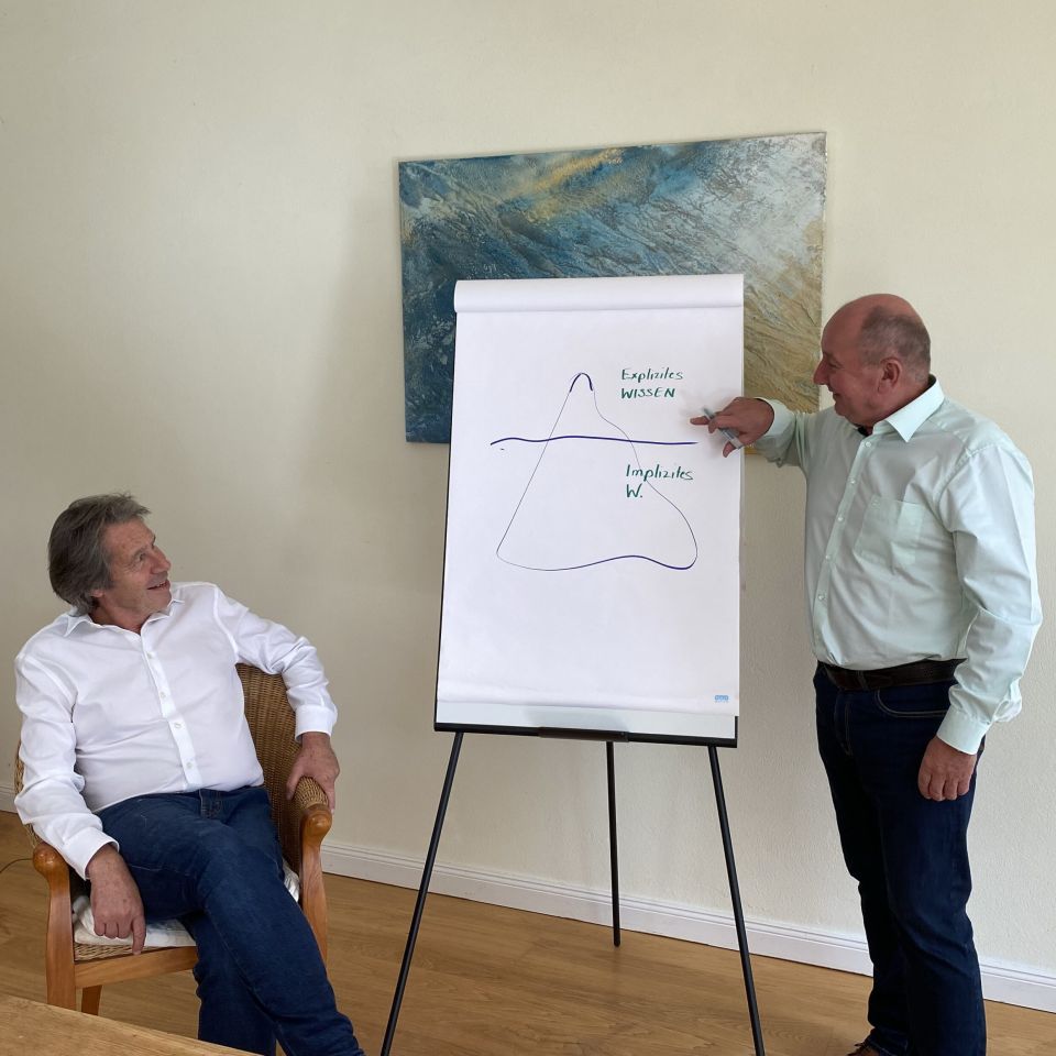 Dr. Franz Metz und Stephan W. Ludwig erklären das Eisberg-Modell als Basis der Business Aufstellung